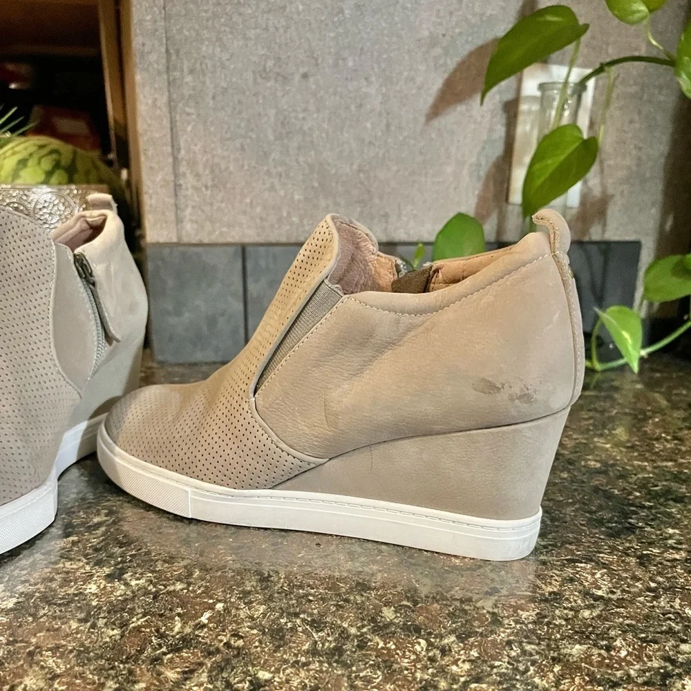Caslon Taupe Suede Wedge Sneakers